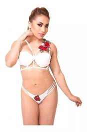 Lencería Sensual Mujer Priscila Bralette Con Rosa Bordada