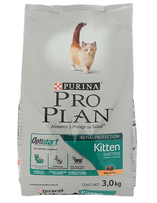 Croqueta Pro Plan de pollo y arroz para gato etapa cachorro contenido 3 kg